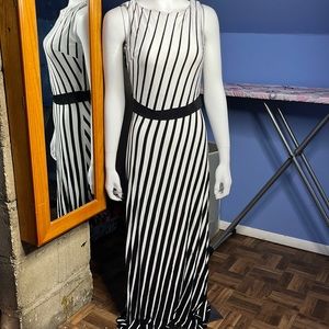 Ann Taylor Black and White Stripe Maxi Dress